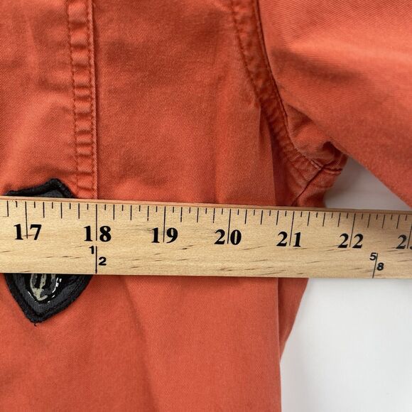 Harley Davidson Men M Orange Motorcycle Button Down Short Sleeve Shirt Medium - Picture 8 of 10